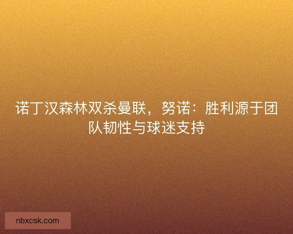诺丁汉森林双杀曼联，努诺：胜利源于团队韧性与球迷支持