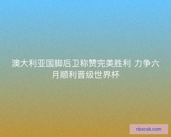 澳大利亚国脚后卫称赞完美胜利 力争六月顺利晋级世界杯 澳大利亚国脚后卫称赞完美胜利 力争六月顺利晋级世界杯